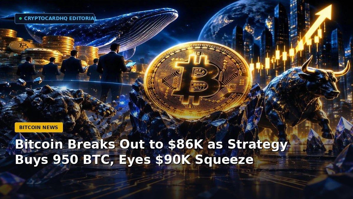 Bitcoin Breaks Out to $86K as Strategy Buys 950 BTC, Eyes $90K Squeeze