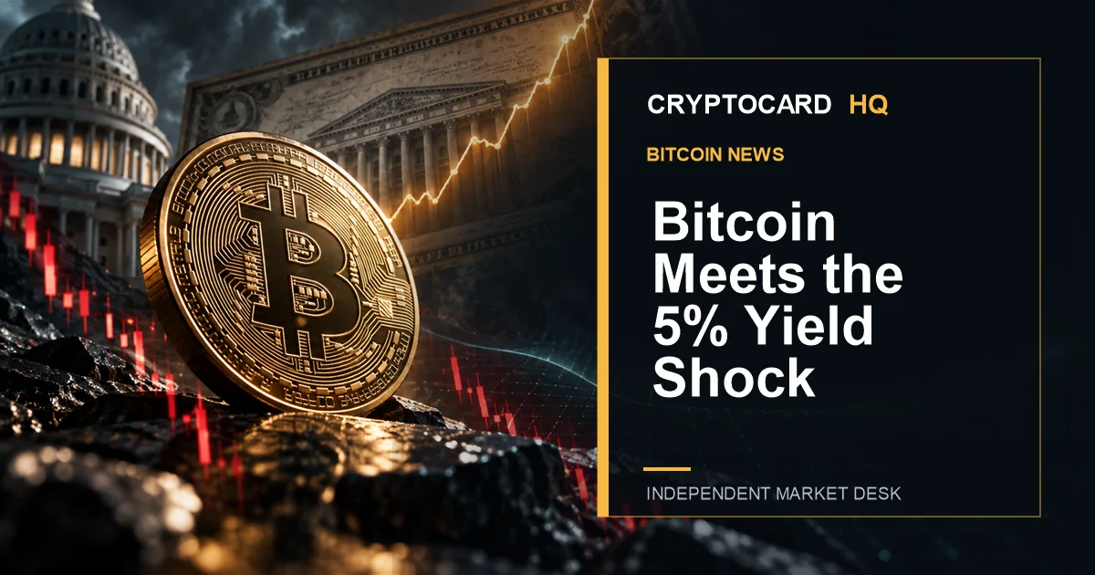 Bitcoin Meets the 5% Yield Shock: Why Bigger Treasury Buybacks Did Not Calm Crypto — CryptoCardHQ editorial cover