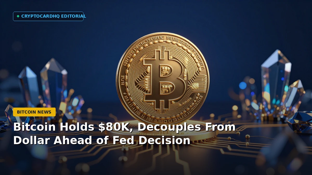 Bitcoin Holds $80K, Decouples From Dollar Ahead of Fed Decision — CryptoCardHQ editorial cover