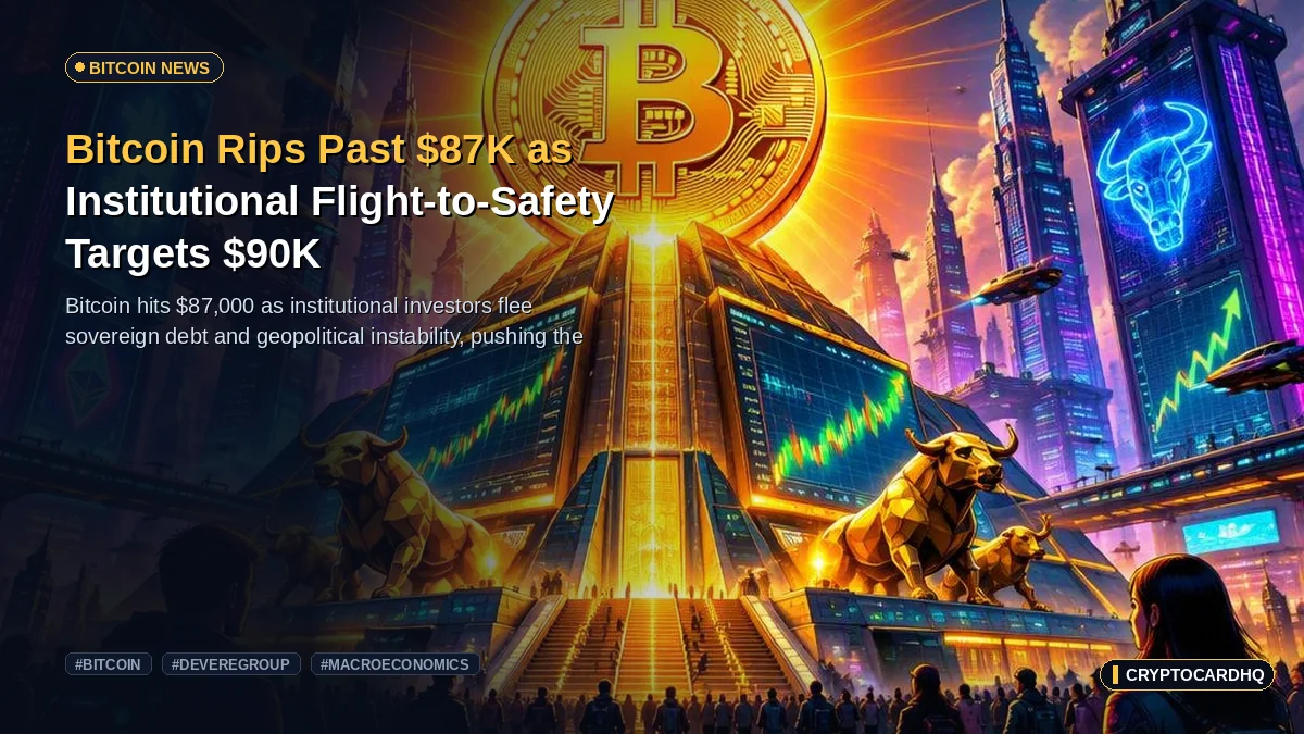 Bitcoin Rips Past $87K as Institutional Flight-to-Safety Targets $90K