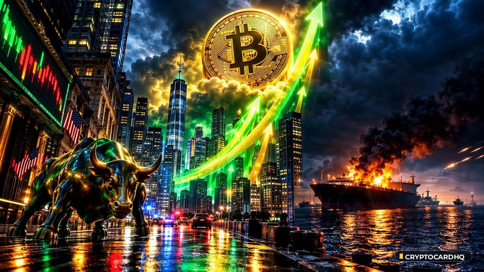 Bitcoin Sinks Below $84K as Mideast Tanker Strikes Trigger $547M Liquidation — CryptoCardHQ editorial cover