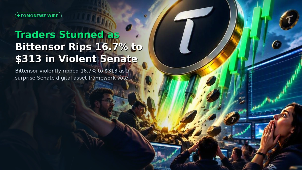 Bittensor Surges 16.7% to $313 as Senate Crypto Vote Triggers Squeeze — CryptoCardHQ editorial cover