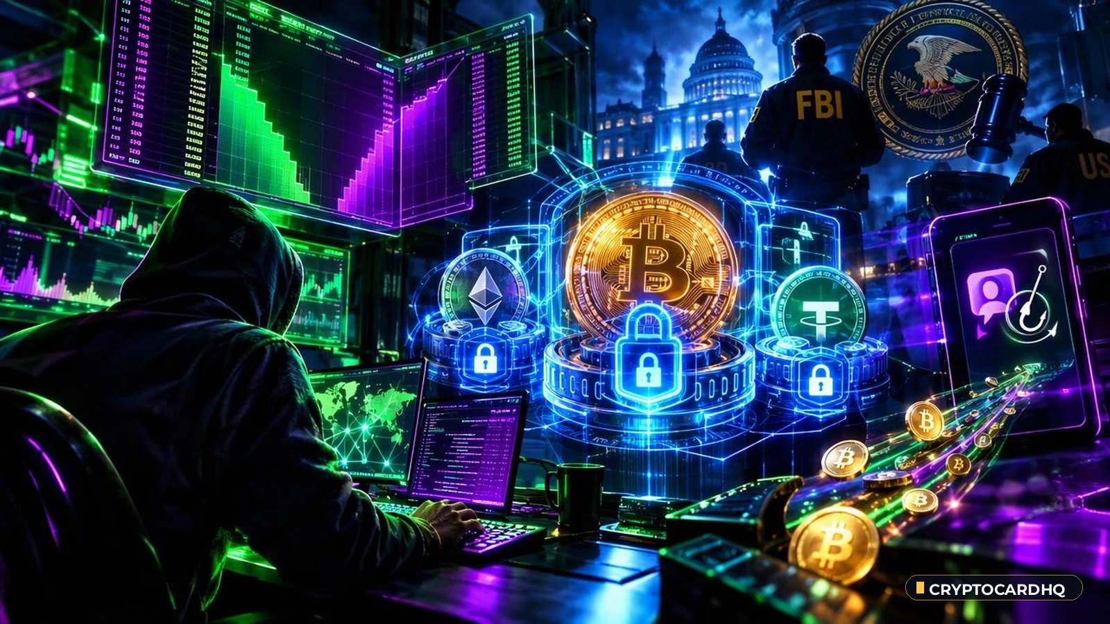 Coinbase SMS Phish Drains 33.7 BTC as US Prosecutors Move to Seize Assets — CryptoCardHQ editorial cover