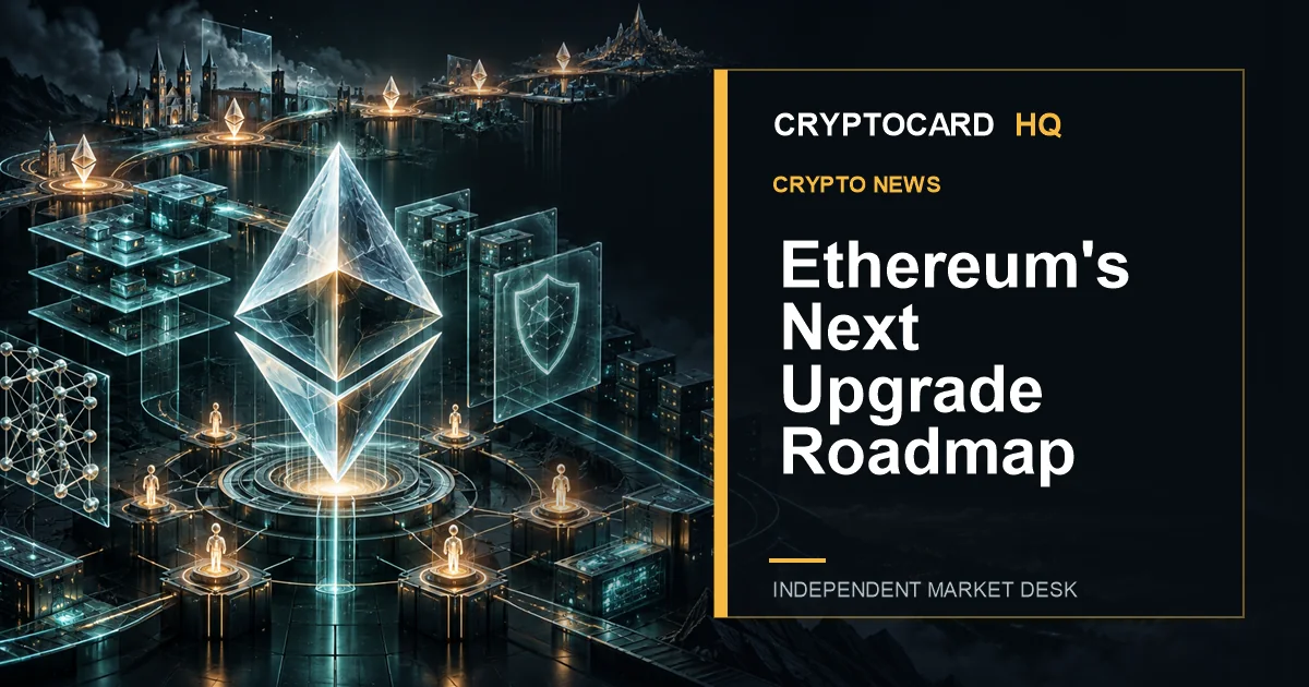Ethereum's Next Upgrade Roadmap: Glamsterdam, Hegotá and the Post-Quantum Clock — CryptoCardHQ editorial cover