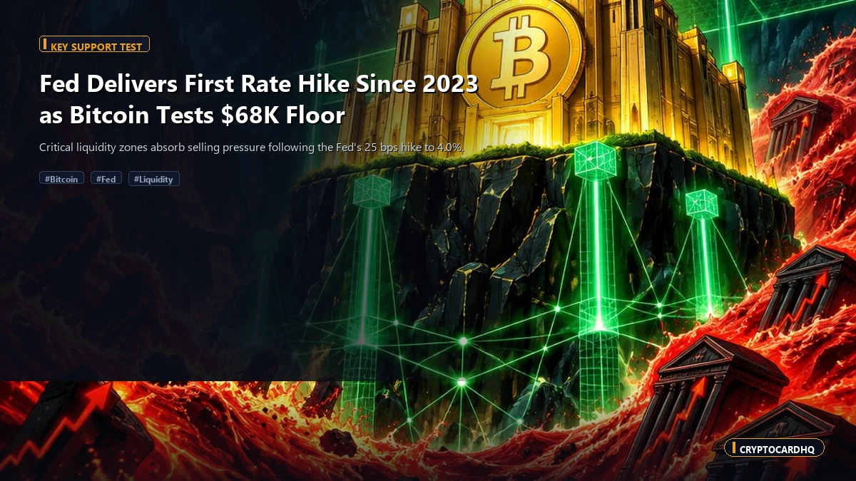 Fed Delivers First Rate Hike Since 2023 as Bitcoin Tests $68K Floor
