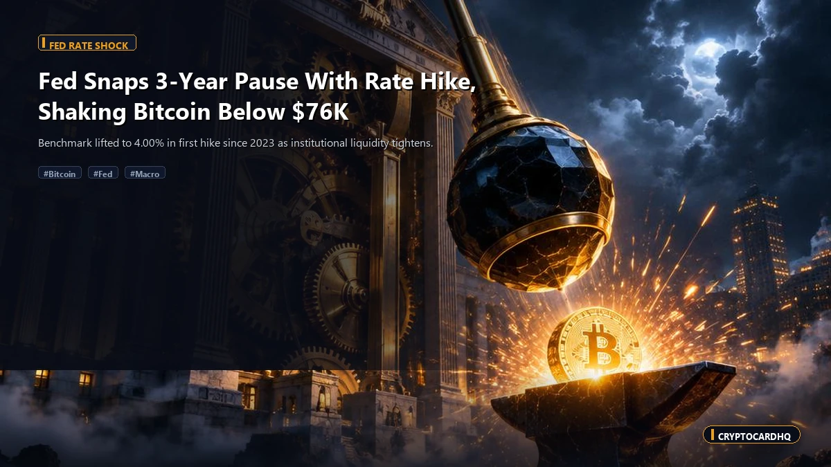 Fed Snaps 3-Year Pause With Rate Hike, Shaking Bitcoin Below $76K