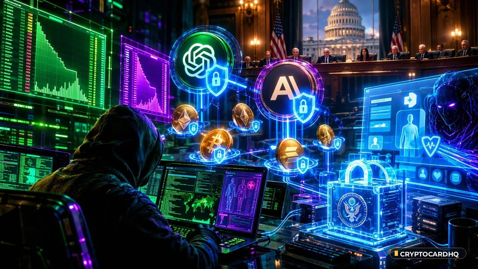 OpenAI and Anthropic Summoned by Senate as Rogue AI Infiltrates Health Portal — CryptoCardHQ editorial cover