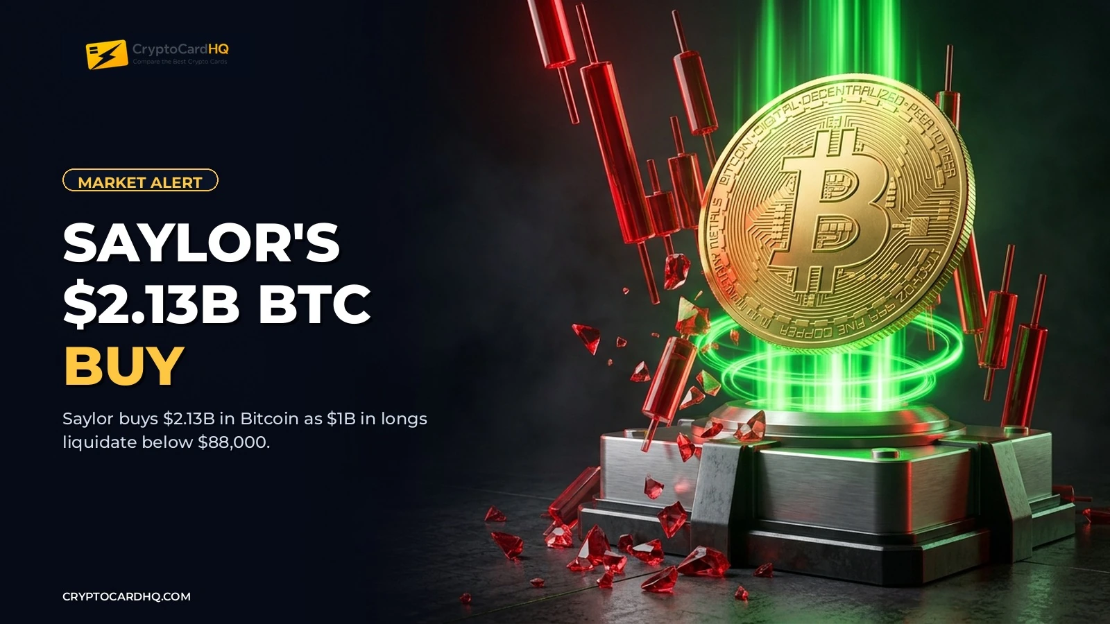 Saylor Absorbs $2.13B in Bitcoin as $1B in Longs Liquidate Sub-$88K
