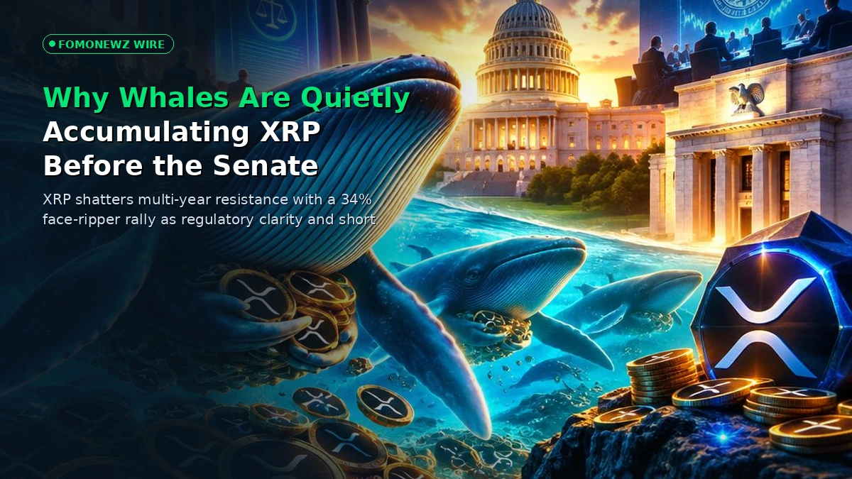Why Whales Are Quietly Accumulating XRP Before the Senate Clarity Act and FOMC — CryptoCardHQ editorial cover